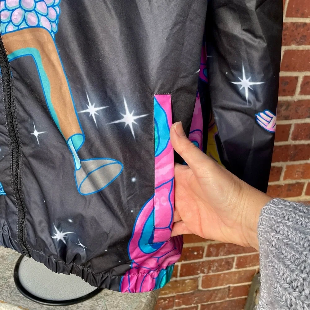 NWT Members Only Adult Swim Rick & Morty Jacket Windbreaker Coat Large Lined